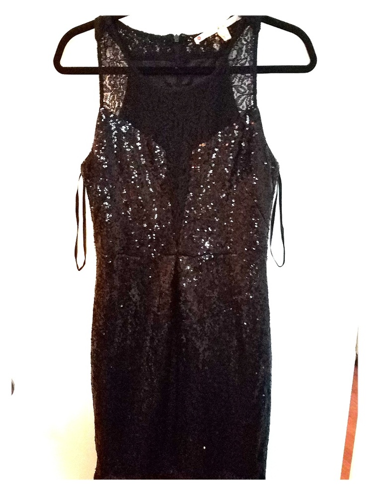 Lace and black sequin dress, size L